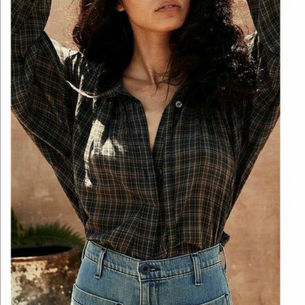 DÔEN plaid top